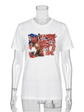 White Graphic Tee - 'Making the USA Red One State at a Time'